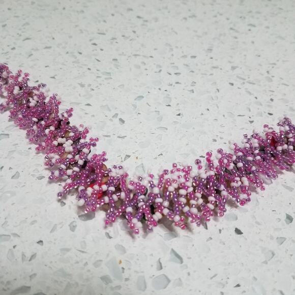 Handmade Beaded Bracelet Stones Pink Green Red - Picture 8 of 8